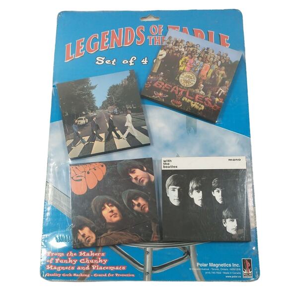The Beatles Set of 4 Album Cover Coasters Legends of the Table Polar Magnetics - Picture 1 of 7